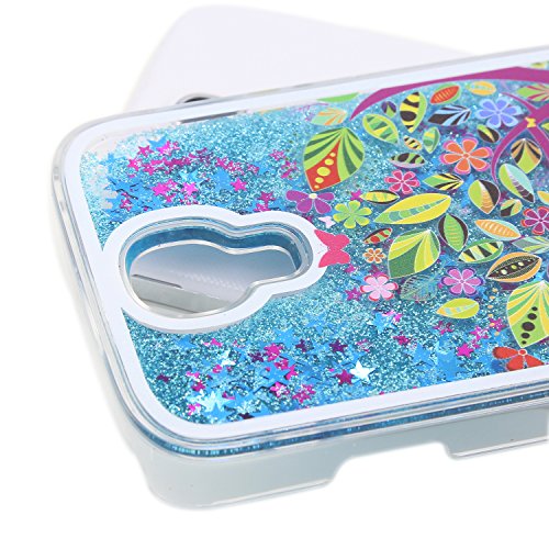 Für Samsung Galaxy S4 Hülle,Für Samsung Galaxy S4 Flüssigkeit Handyhülle,Funyye Luxus Luxuriös [Bunten Muster] Liebe Herzen Star Fließt Treibsand Durchsichtige Handytasche Glänzend Glitzer Diamond Diamant Fließen Flüssig Flüssigkeit Handyhülle Handy Hülle Case Tasche Crystal Case Durchsichtig Schutzhülle Etui Bumper Für Samsung Galaxy S4 + 1 x Frei Displayschutzfolie – Blau Glitter,Bunten Baum - 3