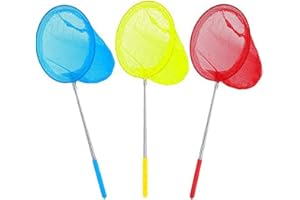 NZDFH Kescher Pool Kescher mit Teleskopstange, Keine Installation Erforderlich, mit Stab 66cm Langer Aluminiumstange für Pool, Außenbereich, Gartenteich, Springbrunnen(Blau+Gelb+Rot)