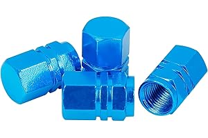 GENÉRICO 4X Tapas Tapones Válvulas Cubierta de Neumático Aluminio para LLanta de Camión Coche Bicicleta, A Prueba de Polvo, Forma de Hexágono (Azul Claro)