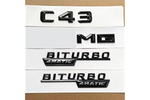 CELWA Gloss black 3D C43 +MG BITURBO 4MATICEmblem Rear Badge OEM (Gloss black C43 3D)