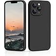 CALOOP Slim-Fit for iPhone 13 Pro Max Case,Sturdy Shockproof Hard Frame Cover with Anti-Scratch Microfiber Lining,Skin Soft Liquid Silicone,Full Protection for Screen and Camera Lens(Black)