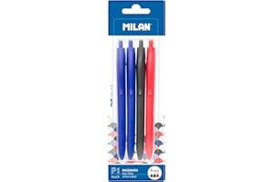 MILAN Boligrafos P1 Touch 1mm, 2 Azul, 1 Negro, 1 Rojo, Multicolor, Pequeño, 4