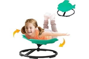 ALLSORTSOUTLET Kids Sensory Spinning Fish Chair | Autism-Friendly Toy Swivel Spin Carousel Seat | Special Educational Needs | Rotating Sitting Stool | Balance & Coordination Training (Green)