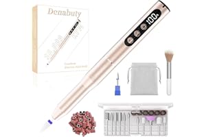 Denabuty Fresa Per Unghie 35000 RPM, Lima elettrica per unghie Professional 12 in 1, Senze Fili Ricaricabile Portatile con Display LCD Elettrico Manicure e Pedicure Rimozione Gel Casa, Salon, Oro