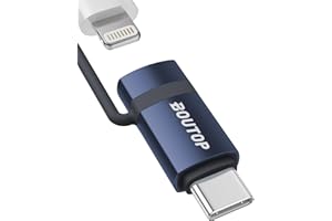 BOUTOP [Apple MFi Certified 60W Lightning to USB C Adapter for Fast Charging Compatible with iPhone 17/16/15 Pro Max/Plus, MacBook, iPad Air/Pro - [1 Pack, Blue]