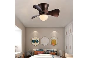 YUNZI Bambini Ventilatore Da Soffitto Con Luce E Telecomando Reversibile 6 Velocita LED Dimmerabile Lampada Ventilatore Soffitto Con Timer Moderno Silenzioso Ventilatore Da Soffitto Con Luce,Marrone