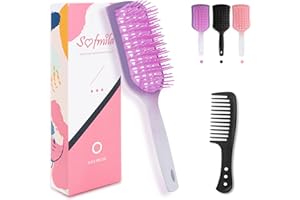 SOFMILD Hair Brush, Detangler Brush with Ultra-soft Bristles Detangling Wet/Dry Hair for Men Women Kids Hair, Glide Through Tangles with Ease, Purple