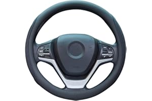 ZATOOTO Skórzany pokrowiec na kierownicę - uniwersalny pokrowiec na kierownicę do samochodu, 37-38 cm, czarny