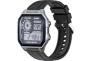 xhKJO Zamienne bransoletki dla Casio AE 1200 / W 218h / AE 1300 / F 91W/ W 218h / AQ S810W,Silikonowe paski do zegarka Bransoletka bransoletka do Casio W 219 / F 108WH/ AE 1000W /SGW 500H, Czarny