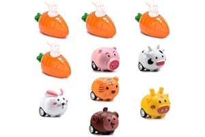 Yi'antai Lot de 10 voitures à mouvement lapin, à remonter avec carotte, carotte, lapin, parfait comme cadeau de Pâques ou comme petite surprise de fête pour les enfants (10 pièces A)