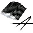 NEGEMEL 100 Pcs Disposable Makeup Lip Brushes PYO Cookie Paint Brushes Nail Polish Brushes Cosmetic Lip Brush Wands mini paint brushes for cookies (Black)