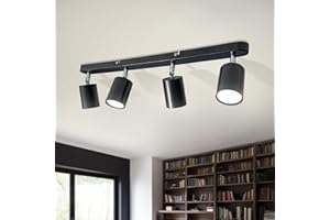 Sweier Ceiling Spotlights Black, 5W GU10 6000K Cool White 4 Way Rotatable Kitchen Lights for Ceiling, Wall-mountable