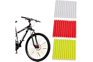 Quesuc 36 Pezzi Riflettore per Raggi per Bici,Set di Riflettori per Raggi per Bici,Tubi Riflettori per Raggi per Bici Visibilità a 360°,Impermeabile per Tutte Le Bici Standard（bianco, rosso, giallo）