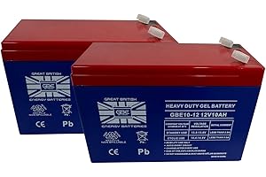 Great British Energy Batteries - Heavy Duty Gel Leisure Battery 2x 12v 10ah Reliable and Long Lasting Replacement Mobility Scooter Batteries also used in Electric Wheelchairs