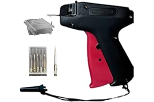 HIFROM Pistolet d'étiquetage avec 5 aiguilles de rechange et 5000 fils d'agrafage, pistolet à étiqueter pour étiquettes, prix marque, bouclier, étiquette chapeau, vêtements, noir