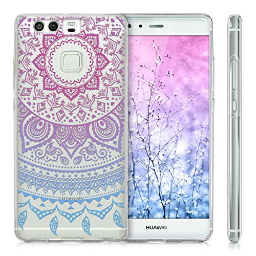 kwmobile Funda para Huawei P9 - Carcasa de  TPU  para m  vil y dise  o de Sol hind   en  Azul Rosa Fucsia Transparente 