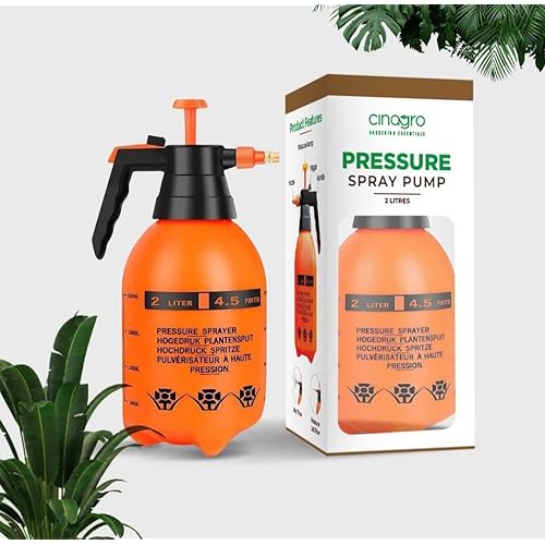 Cinagro Pressure Spray Pump (Orange 2 L), Gardening Water Pump Sprayer, Plant Water Sprayer for Home Garden, Spray Bottles for Garden Plants and Lawn, Plant Watering Can