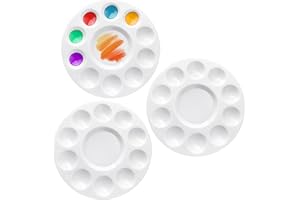 Desenda 3 PCS Round Paint Palette, Plastic Palette Paint Tray Paint Tray Palette 6.2 inch with 10 Wells 1 Central Reservoir for Students, Professional Painters, DIY Art Painting
