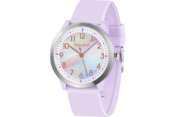 SOCICO Montre Analogique pour Enfant Garçon Fille, 5ATM/50M Étanche Facile à Lire Quartz Minimaliste Montre pour Enfants de 8 à 18 Ans