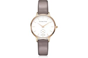 VICTORIA HYDE Fashion Elegant Women Watch with Clear White Dial Analog Quartz Detachable Genuine Leather Strap Stainless Steel Mesh Band
