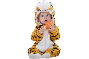 ANUFER Unisex Bambina Cappuccia Pagliaccetto Flanella Carina Animale Tuta Pigiama 0-36 Mesi