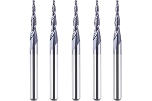 SpeTool 5Pc/Pack Tapered Cone 1/8 End Mills 0.5MM Cutting Radius(1.0mm Diameter) 3D Wood Engrave CNC Router Bits Tools