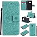 Produktbild Lonchee Microsoft Lumia 550 Nokia N550 Leder Wallet Tasche Brieftasche Schutzhülle , Sonnenblumen geprägten Muster Design Hochwertige PU Leder Folio Tasche Case Hülle im Bookstyle mit Standfunktion Kredit Kartenfächer (grün)