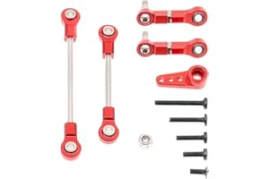 Treehobby 5PCS Metal Front Steering Link Rod Servo Link Linkages with 28T Servo Arm Compatible with WLtoys 1/28 284131 K969 k979 k989 k999 P929 RC Car Upgrades Parts(Red)