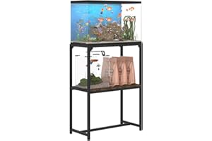 Mondazie 20 Gallon Fish Tank Stand, Upgraded Height Aquarium Stand Table with 2 Tiers Storage Shelf, Metal Reptile Breeder Turtle Terrarium Stand Rack for Home Office, 24" L x 12" W x 32.2" H, Black