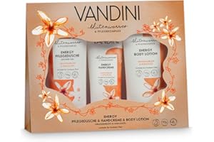 VANDINI Energy Wellness Coffret cadeau femme - Coffret detente avec lotion pour le corps, gel douche et crème pour les mains - Ensemble coffret cadau femme pour peaux normales à sèches