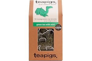 teapigs Moroccan Mint Green Tea Bags - Refreshing Blend of Chunmee Green Tea & Whole Peppermint Leaves - Energising & Perfect for Digestion - 50 Eco-Friendly Biodegradable Tea Temples (1 Pack)