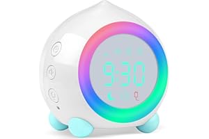 ‎AYYBBOO Ayybboo Kinderwecker Digitaler,Wecker Digital Sonnenaufgangssimulator Kinderwecker für Mädchen Jungen mit Bunte Lichter Leiser Wecker Ohne Ticken Schlafzimmer (Weiß)