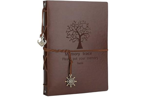 AIOR Album Photos Scrapbooking, Vintage Traditionnel Scrapbook Pages Noires Mariage Livre Photo en Cuir, Cadeau Original Fete de Meres Maitresse D'école Femme Noel Valentin Anniversaire, Arbre