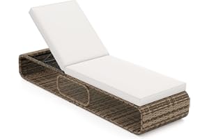 COSTWAY Tumbona Jardin Exterior de Ratan, Tumbona Reclinable de 7 Posiciones, Cojín y Almacenamiento, Espreguiçadeira Jardim Playa Piscina, 185 x 65 x 26-86 cm, Carga 180kg