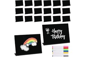 Zosenyer Mini Lavagna, 20 Lavagnette Cancellabili 10x7.5 cm, Set con 7 Pennarelli Colorati, Cartellini Prezzi per Buffet, Ristoranti, Feste e Matrimoni
