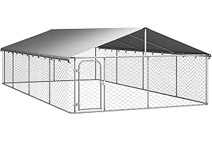 Festnight Perrera de Exterior con Techo Jaula para Perros con Cerradura Caseta para Perros Mascotas Animales Perro Grande Exterior 600x300x150 cm