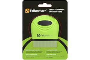 ‎FELLMEISTER Fellmeister® Profi Flohkamm, Läusekamm, Nissenkamm - Ungezieferkamm gegen Flöhe, Läuse, Zecken und andere Parasiten bei Hund & Katze - mit abgerundeten Metall Zinken zur sanften Pflege