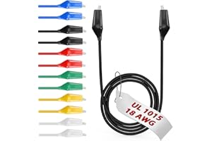 Krokodilklemmen, elektrisch mit Drähten (18 AWG/UL1015), 6 Farben, Messleitungs-Set, 4,5 cm Clips, gelötetes Überbrückungsdraht-Set zum Testen, 12 Stück EDGELEC