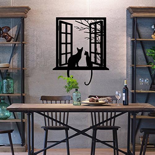 Removable Wall Decals DIY Window Cat Wall Stickers for Kids Room Living Room Office Kitchen Bedroom Home Decor 20x16"