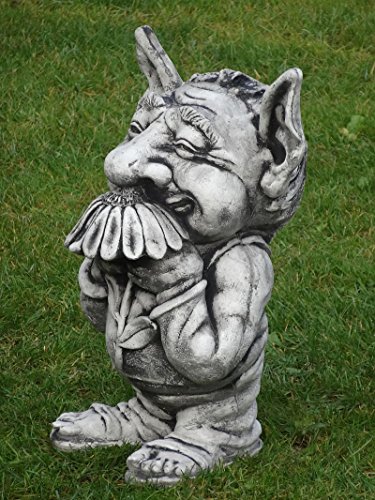Steinfigur Nr.407 Der Troll RICKI mit Blume XL ca. 47 cm ca. 28 kg Wetterfest - 5
