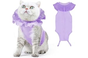 VavoPaw Combinaison de Récupération Chirurgicale pour Chat, Costume de Récupération Chat Respirable, Gilet de Chirurgicale Vêtements de Animaux, Alternative pour Chats après Une Chirurgie, M, Violet