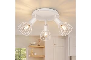Kimjo Lampadario da Soffitto Orientabili, 3 Faretti da Parete Interno, Lampada Led Bianco E14, Plafoniera per Soggiorno Corridoio, Max. 40W Senza Lampadina