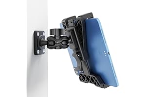 OHLPRO Support Mural pour Tablette 7-11″ – Support iPad Pivotant 360° à Double Rotule, Bras Long, Fixation Murale par Vis, Idéal Cuisine, Salle de Bain, Gym, Bureau, Entrepôt