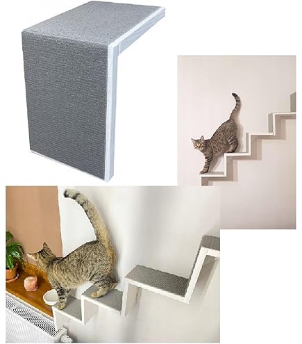 2-delige kattentrap met krabmat, wandgemonteerde kattentreden, houten klimplanken voor katten, trappen, laddermeubels voor baars, platformbenodigdheden