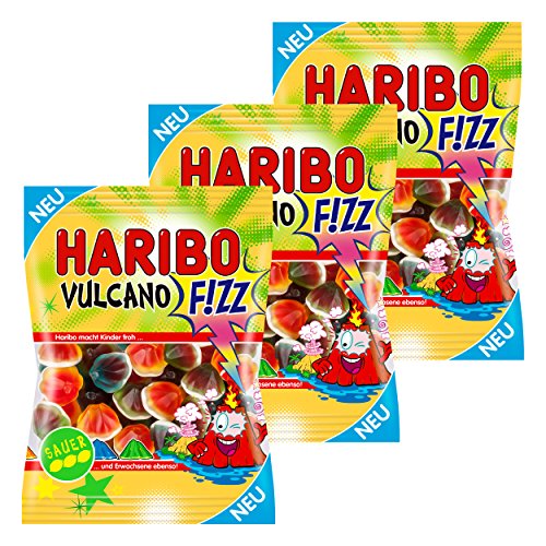 Haribo Vulcano Fizz, Sauer, Fruchtgummi, Gummibärchen, Weingummi, Süßigkeit, Tüte, 525g