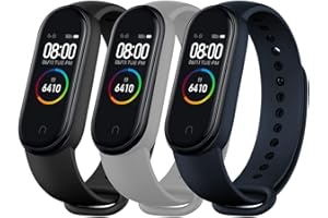 superpow Cinturino di Ricambio per Xiaomi Mi Band 4/Xiaomi Mi Band 3, Cinturini Colori in Silicone per Mi Band 3/Mi Band 4, Morbido,Traspirante, Resistente al Sudore (Nero,Grigio,Blu)
