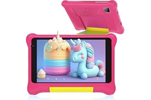 Wqplo Tablette Enfants 7 Pouces Android 13 Tablette 5GB RAM 32GB ROM Applications Pré-Installé Contrôle Parental Bluetooth WiFi Éducative avec Kid-Proof Étui (Rose)