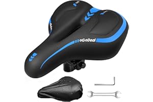 oGoDeal Selle de Vélo Confortable en Gel pour Homme et Femme - Ergonomique, Large et Respirante pour VTT, Ville, Route, Électrique - Avec Outils de Montage (Bleu)
