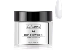 Lofuanna Poudre à Tremper pour Ongles,30g Blanc Dipping Powder Manucure pour Ongles Français Kits,Pas Besoin de Lampe à Ongles pour le Salon ou la Maison (002)