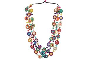 Amosfun Bead Necklace for Women 3-Layered Bohemia Pendant Vintage Necklace with Coconut Shell Charms for Women Girls